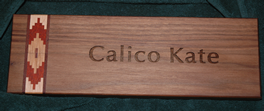 laser engraved walnut plaque with inlay